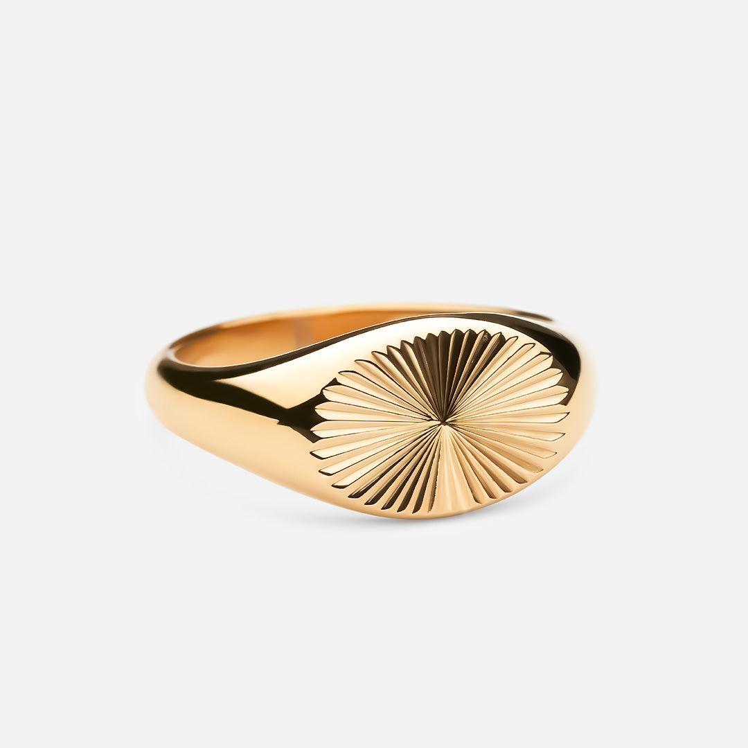 Billede af Sun Signet Wide Ring 18K Guldbelagt