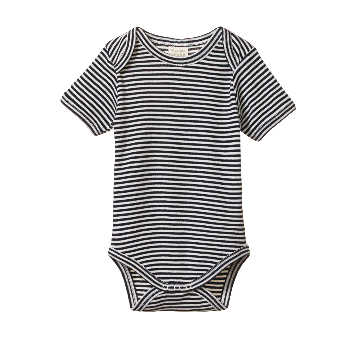 Nature Baby Bodysuit Short Sleeve - Navy Stripe - Monkey Kids