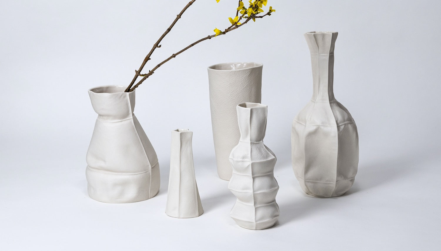 Kawa Luft Tanaka leather cast porcelain vases
