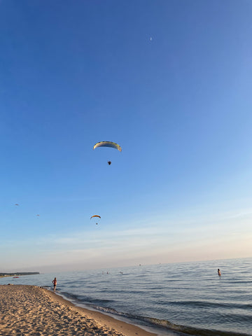 paragliding over lake michigan