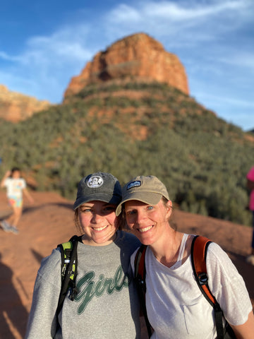 mom and daughter at mountain from pink jeep tour sedona arizona