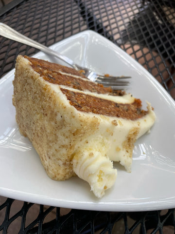 carrot cake on white plate