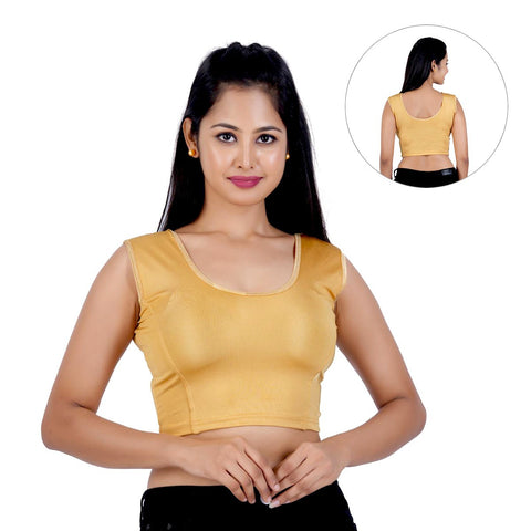gold silk sleeveless readymade blouse