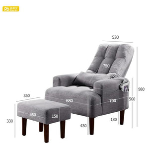 Redde Boo new fabric wood leisure sofa modern style leisure office chair with ottoman - Super Amazing Store