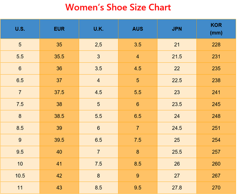 Women's Shoe Size Chart - Super Amazing Store