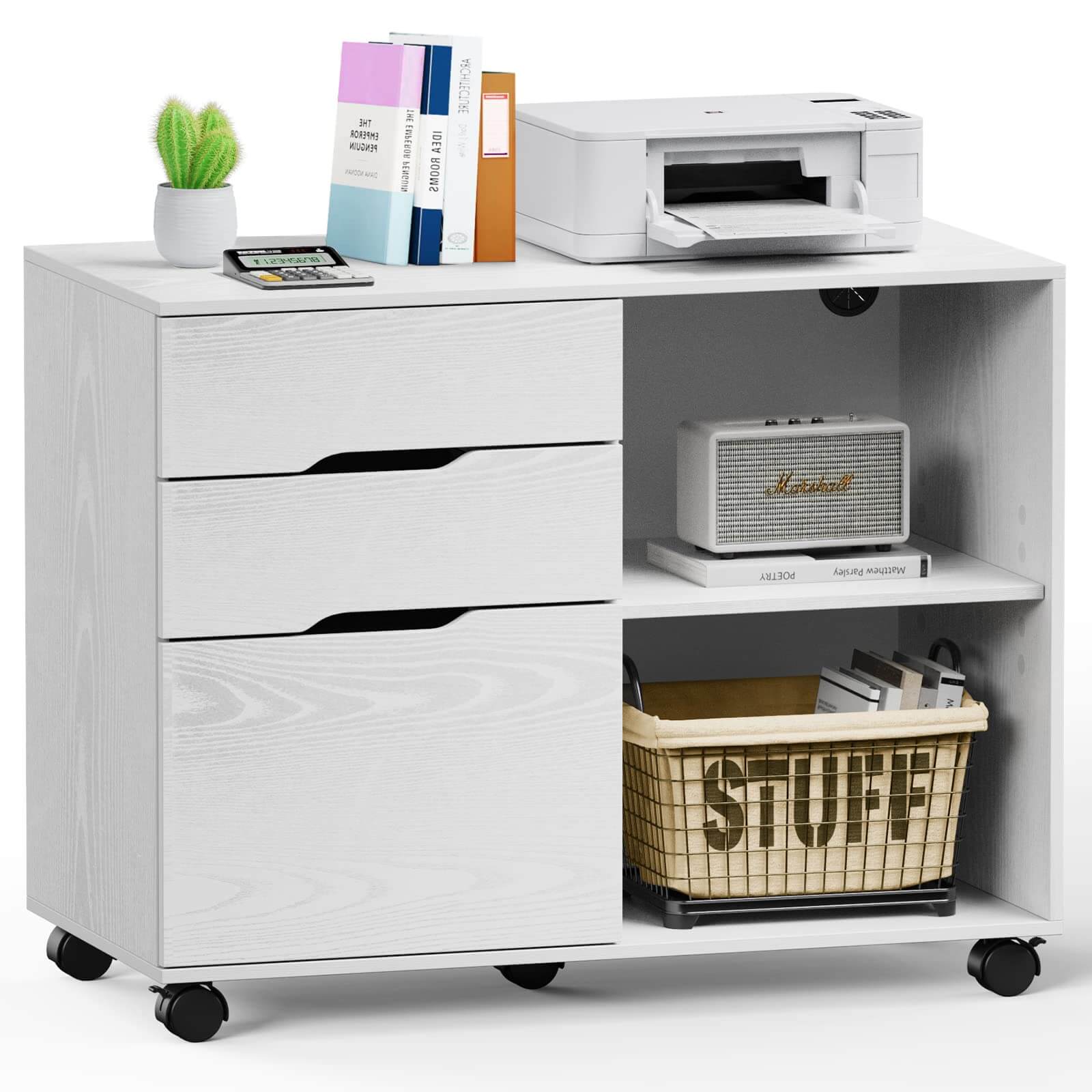 Sweetcrispy 3 Drawer Mobile Rolling File Cabinet With Lock For Home Of