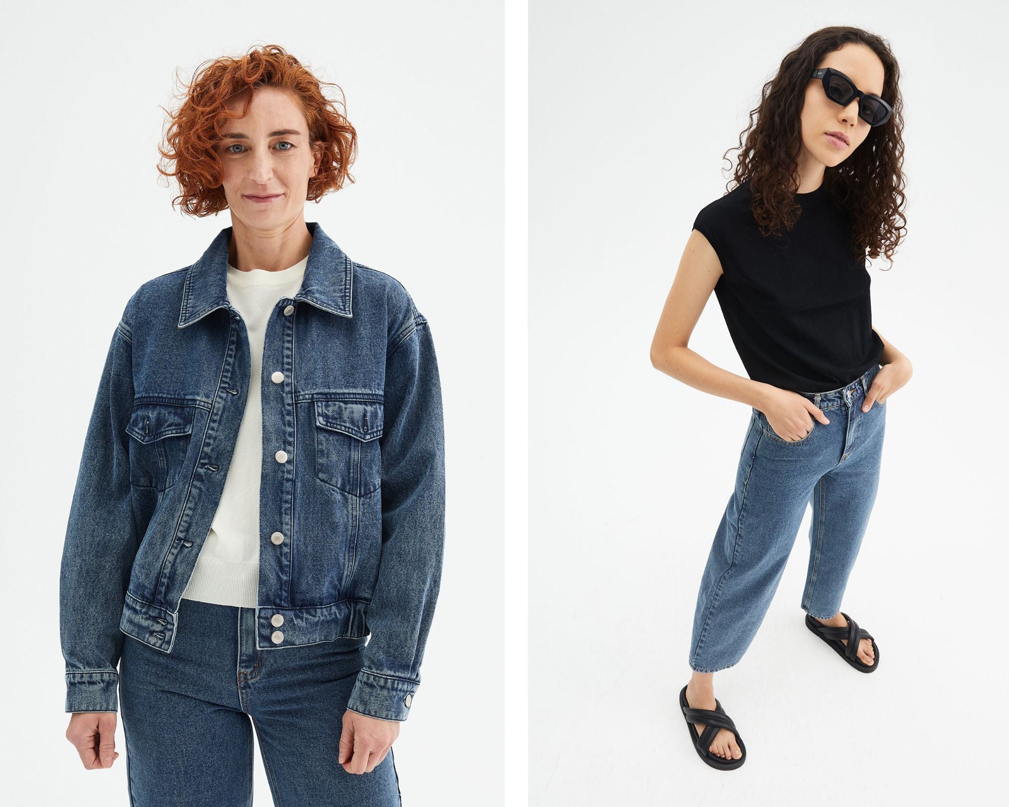 Modelos con looks de entretiempo denim de la nueva colección de primavera de Compañía Fantástica