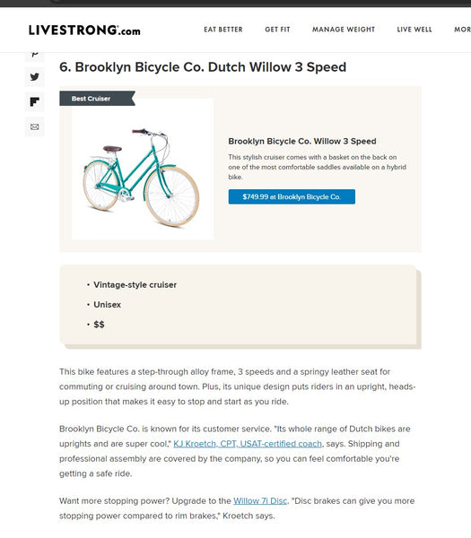 Shop Willow 3s | Award Winning City Bike | Brooklyn Bicycle Co. | Best Sellers | City Bikes | Cruiser Bikes | Hybrid Bikes | Commuter Bikes | Fixie Bikes