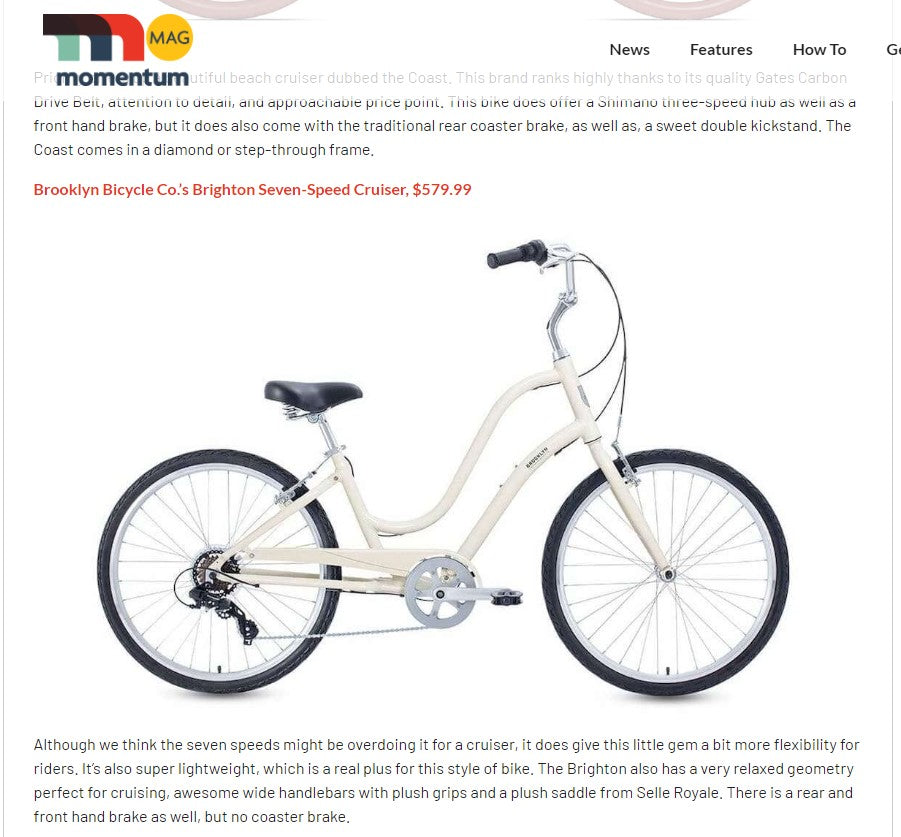 Shop the Brighton 7 Beach Cruiser | Brooklyn Bicycle Co. | Shop All Bikes | Best Sellers | Award Winning Bikes | City Bikes | Hybrid Bikes | Commuter Bikes | Cruiser Bikes | Fixie Bikes | Sustainable Bikes