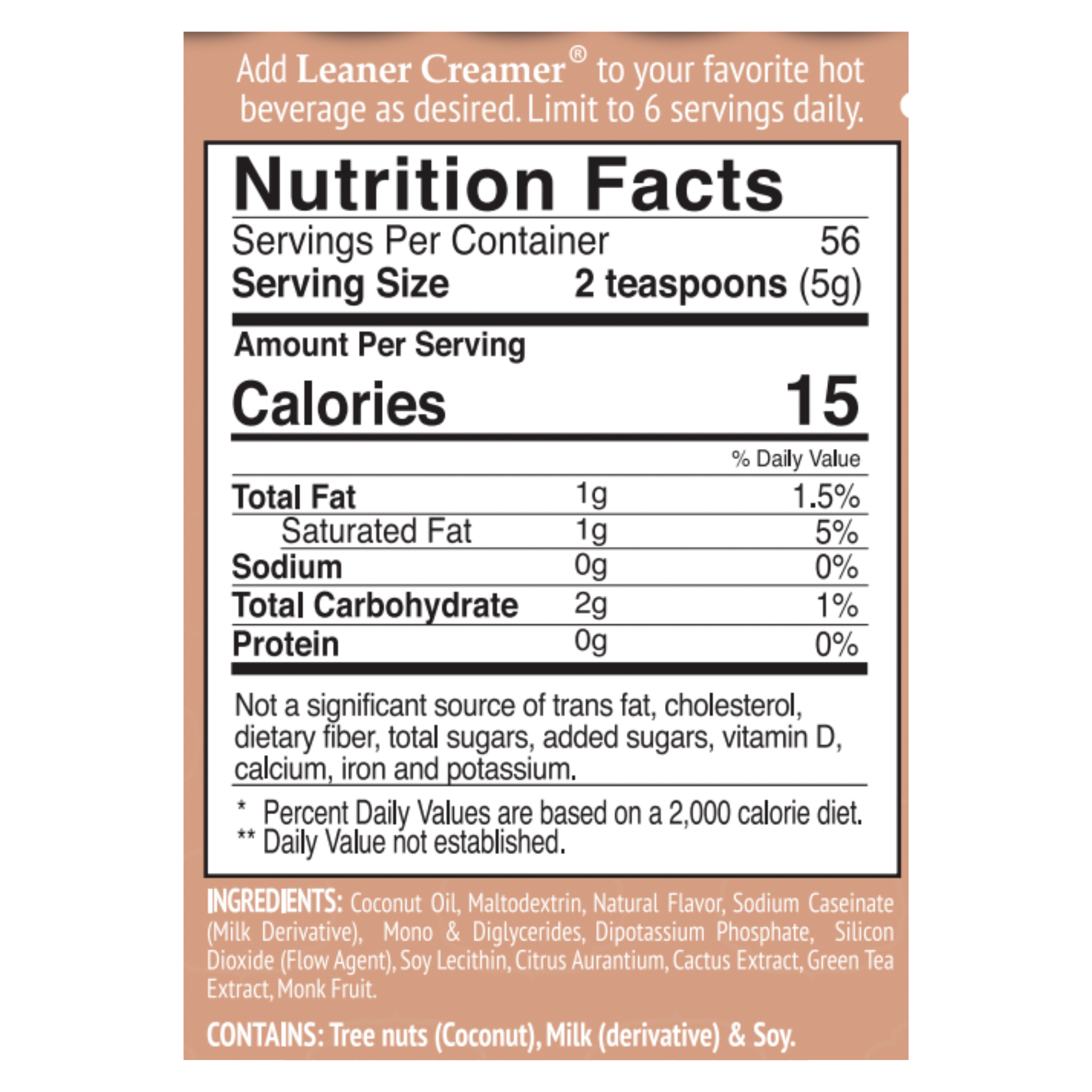 Nutrition Facts for Frosted Gingerbread by Leaner Creamer