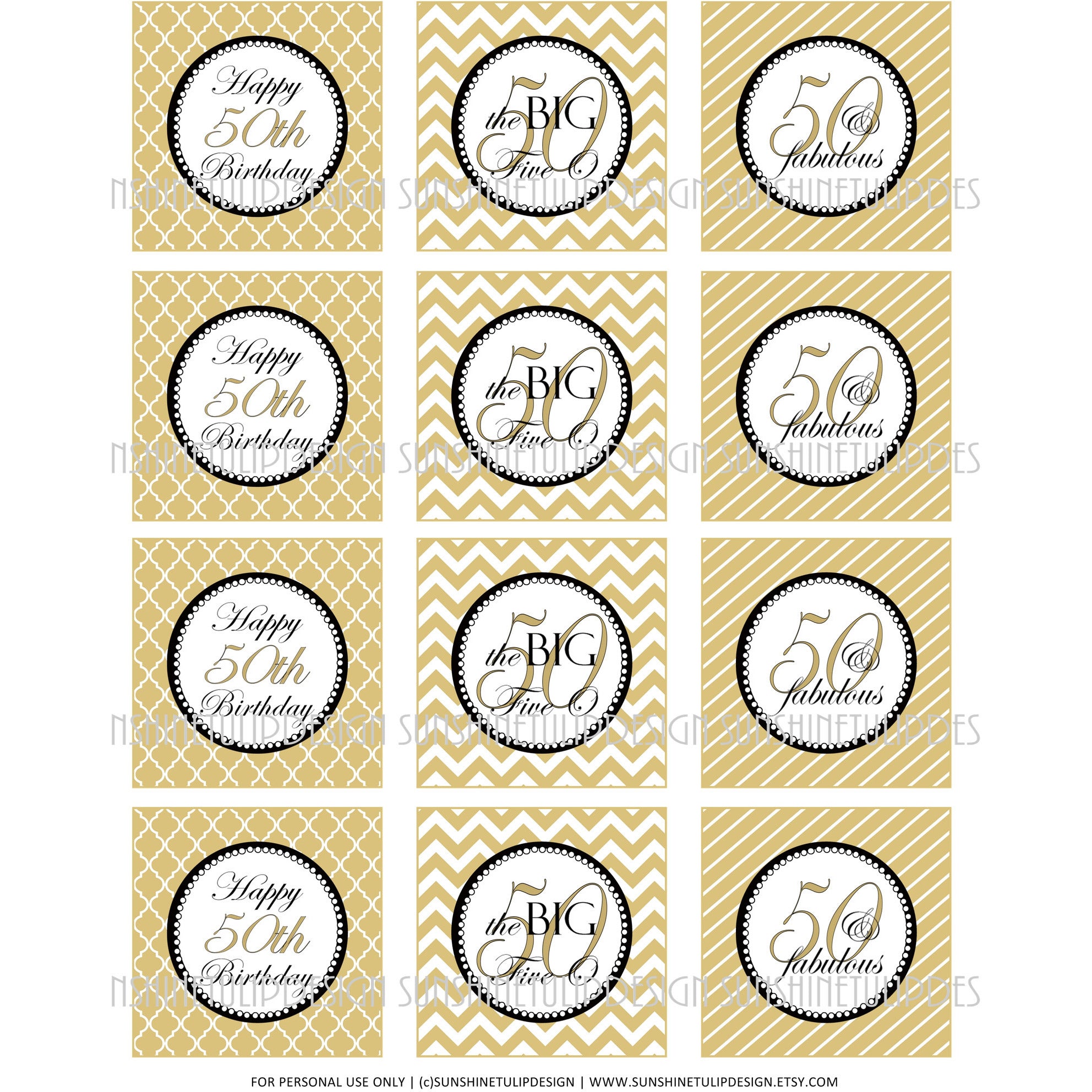 printable 50th birthday cupcake toppers sticker labels