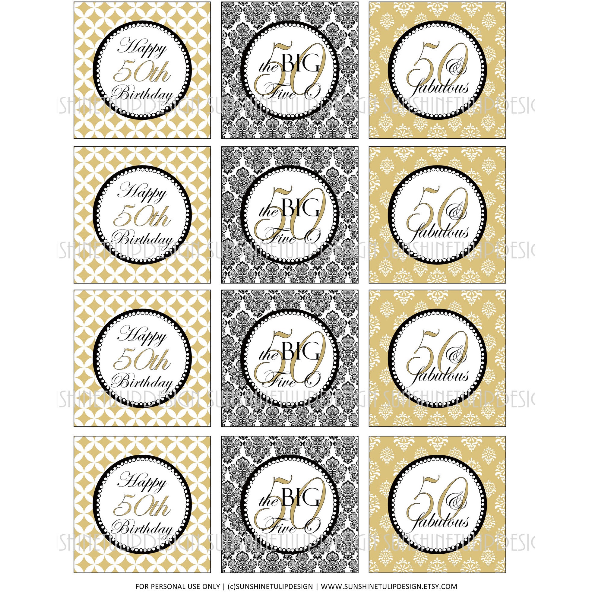 printable-50th-birthday-gold-black-cupcake-toppers-sticker-labels