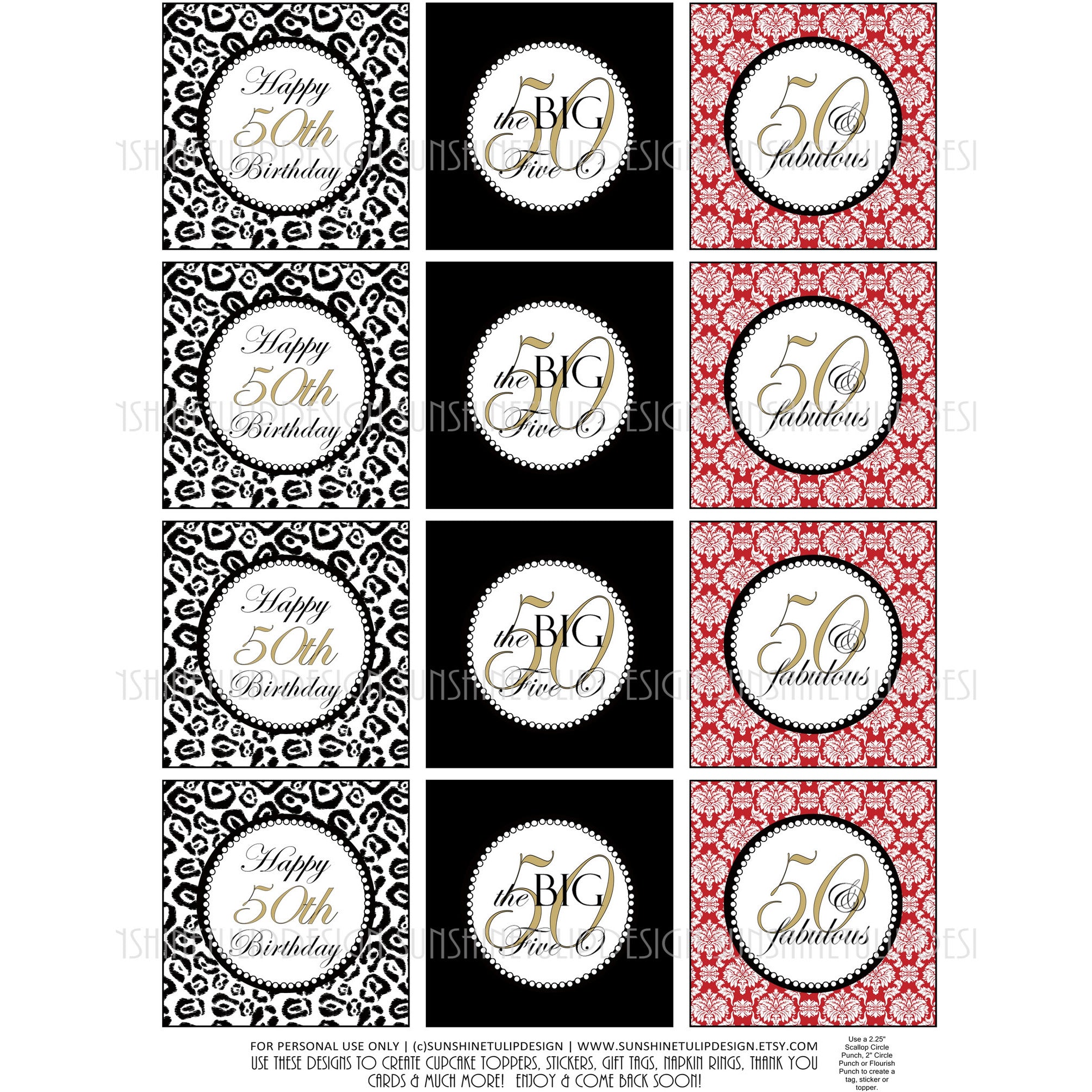 Installeren Larry Belmont koolstof Printable 50th Birthday Cupcake Toppers, Sticker Labels & Party Favor -  Sunshinetulipdesign