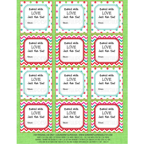 Printable Christmas Food Labels, Baked With Love Christmas Gift Tags ...