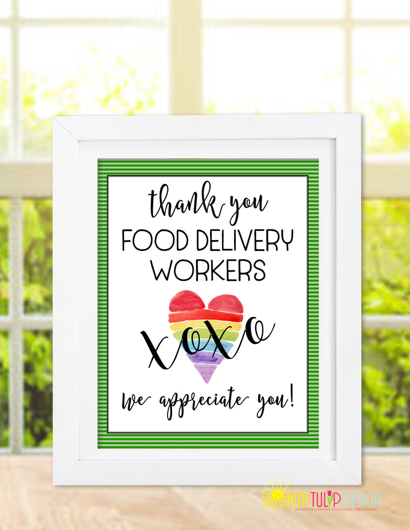 Printable Sign for Essential Workers, Food Delivery Drivers by Sunshin ...