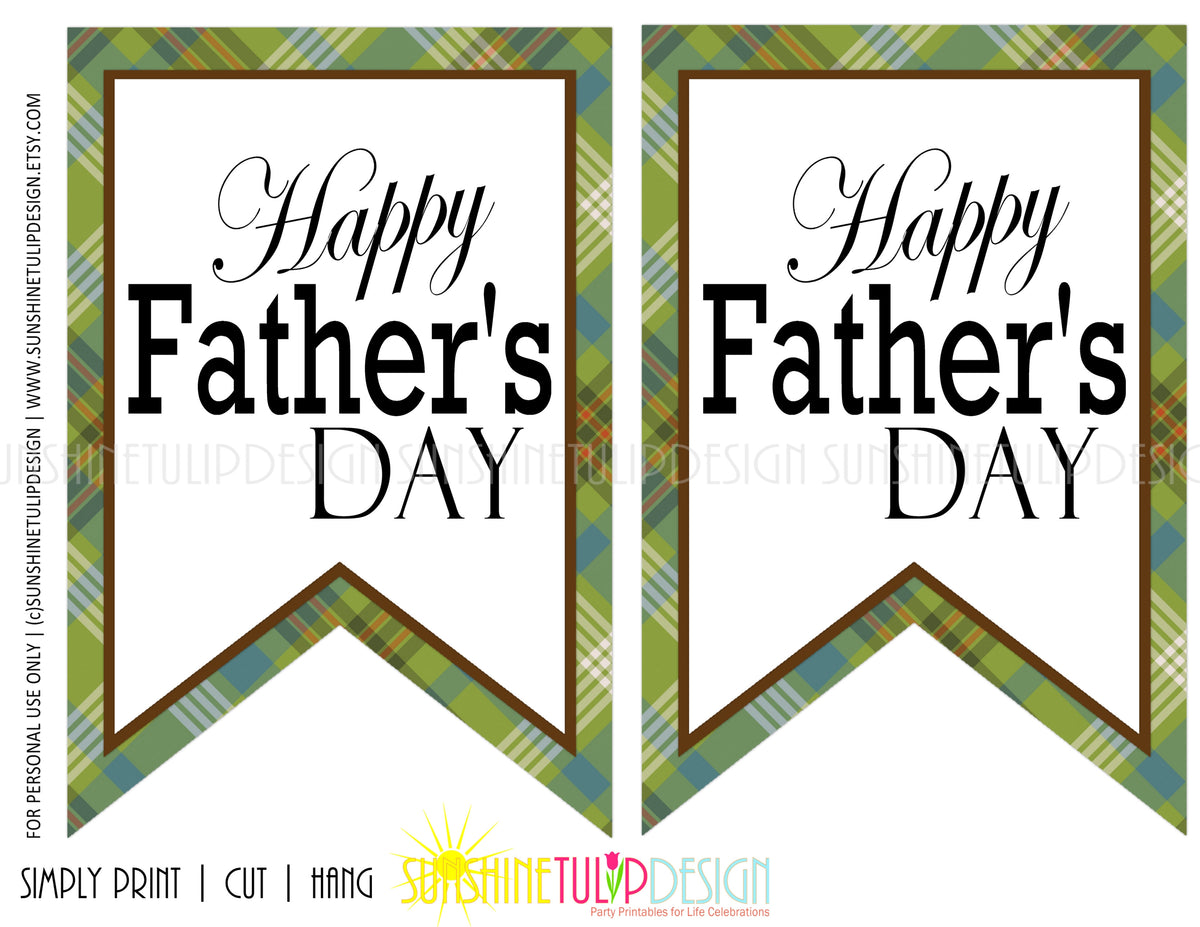 Printable Happy Father&rsquo;s Day Banner, Printable Plaid Fathers Day Party