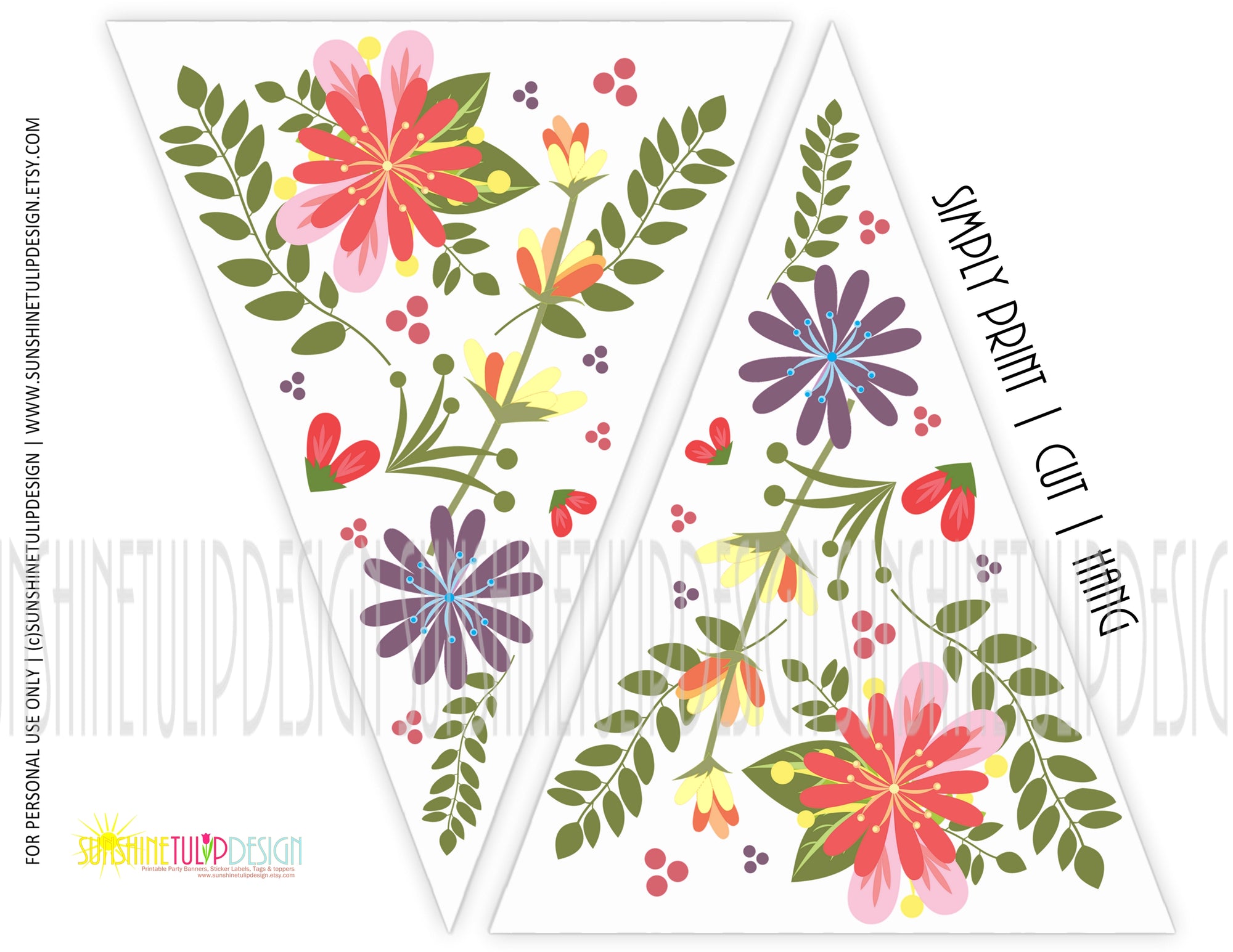 Printable Spring party banner, Printable Spring Party Scallop Banner