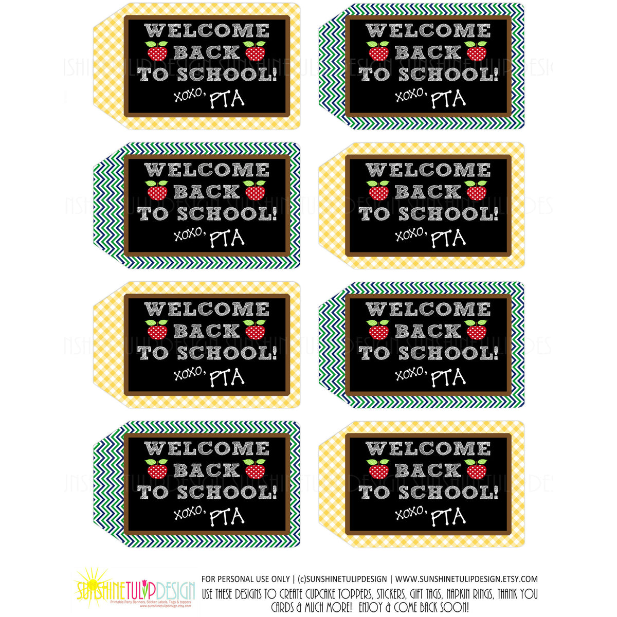 Printable PTA Tags, Back to School Teacher Appreciation Tags b