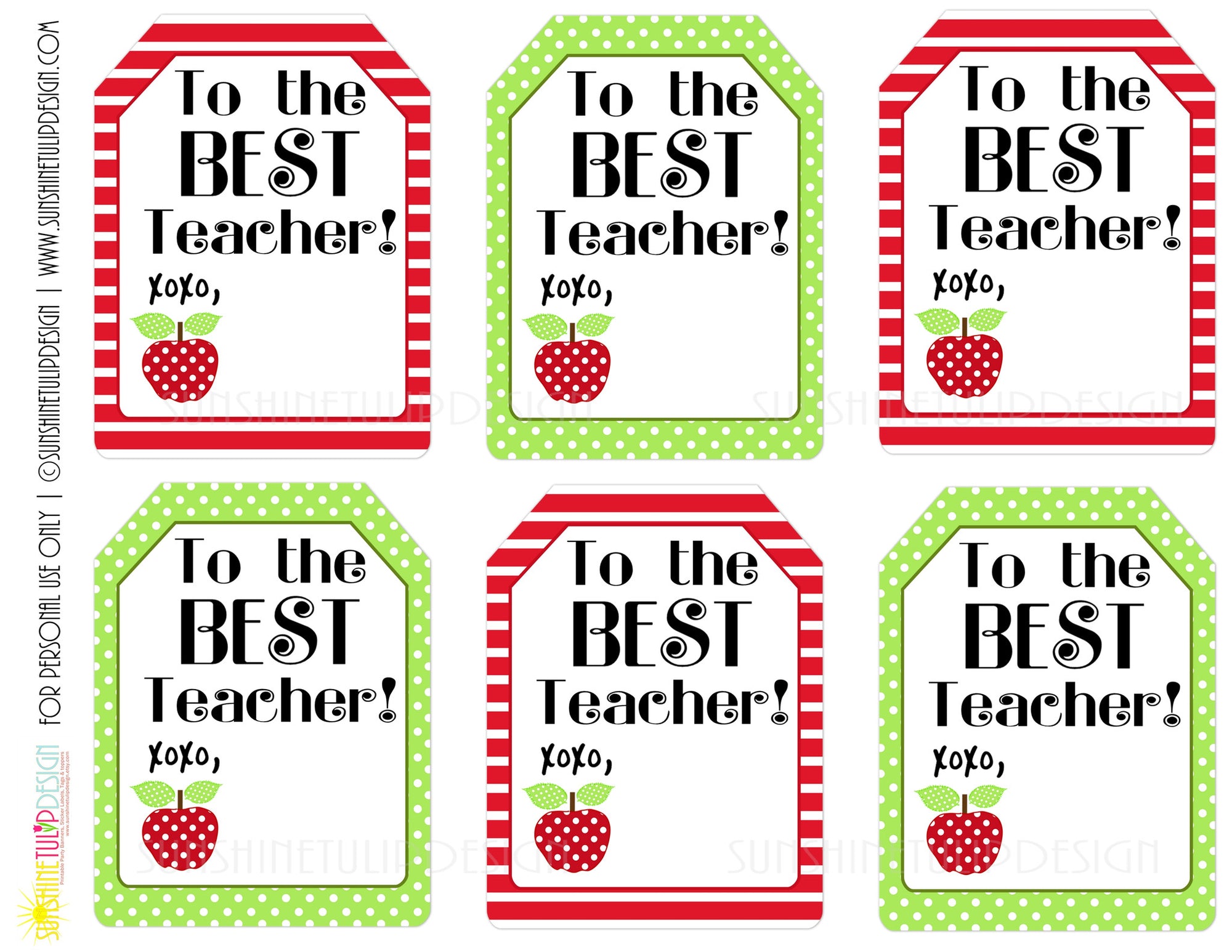 Free Printable Teacher Appreciation Tags Templates Printable Download
