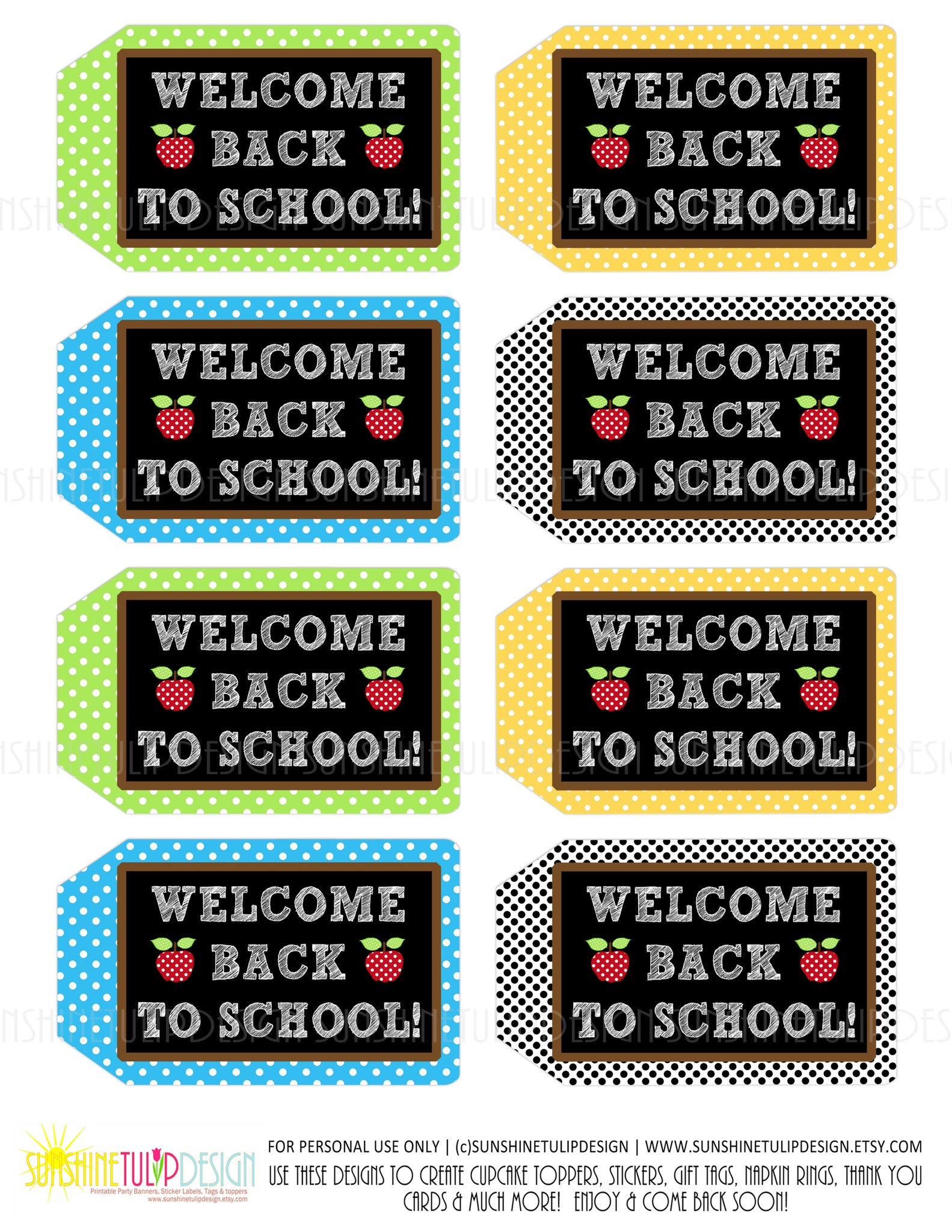 Printable Back to School Teacher Tags, 1st Day of School Gift