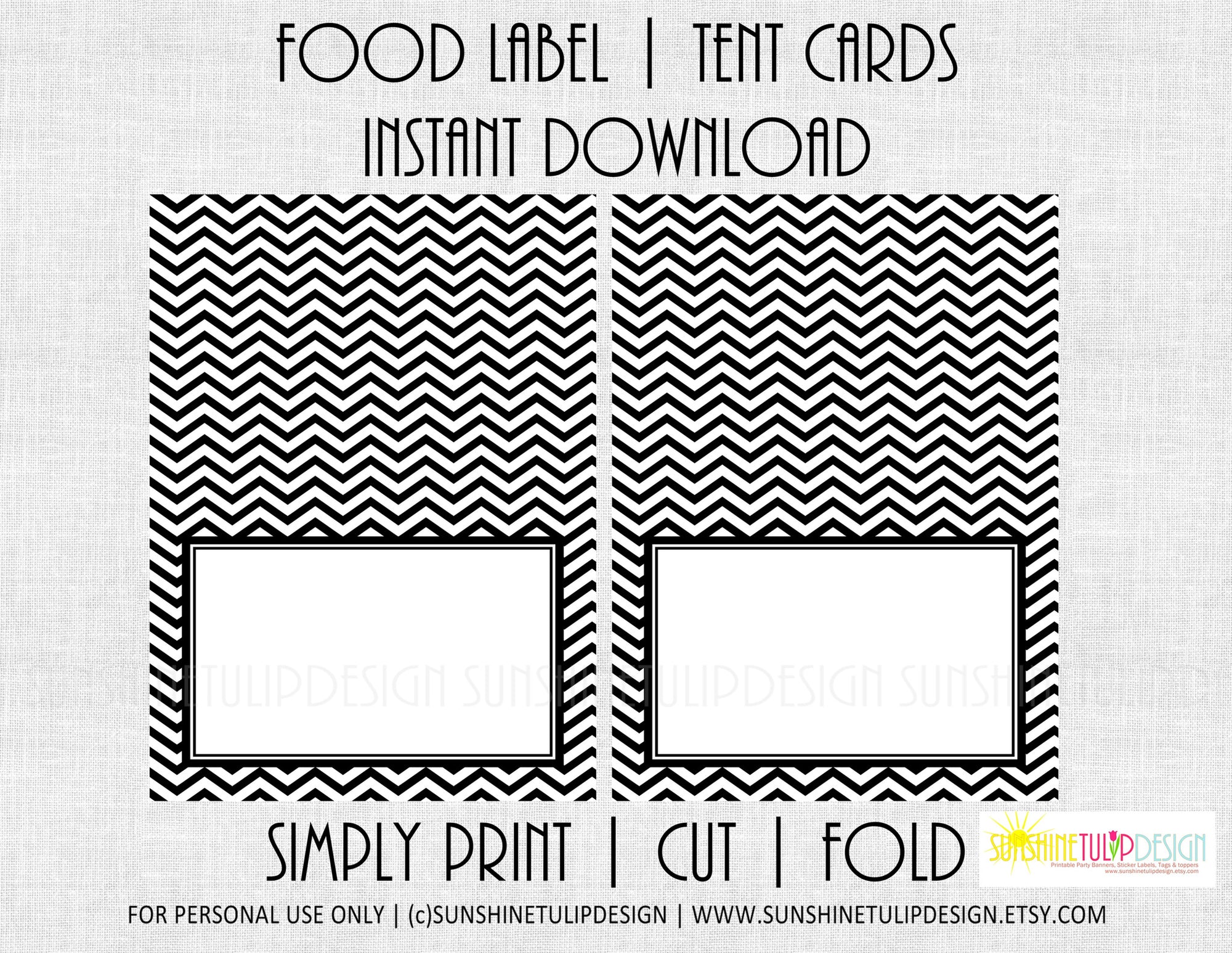 printable food label tent cards black white chevron all occasion car