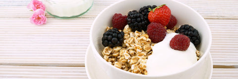 Greek yogurt parfait with berries and granola