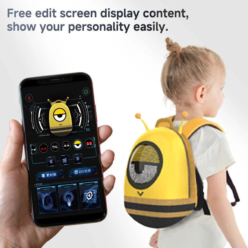 Intelligent LED Display Hard Shell Minion Backpack