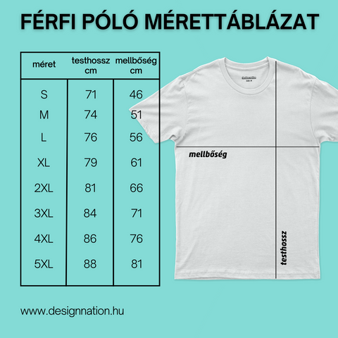 Férfi póló mérettáblázat