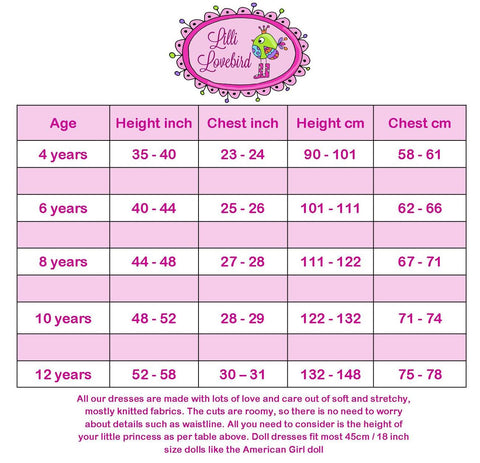 American Doll Size Chart