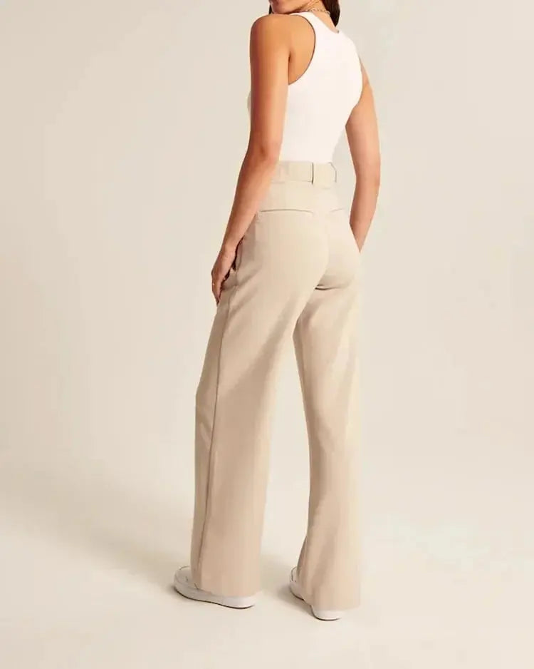 HighRise - Palazzo broek met hoge taille en wijde pijpen - Neomoda M / Beige