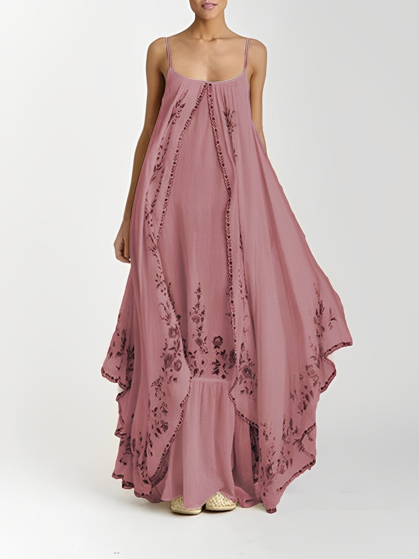 Saria - Lange Bohemien Jurk - Neomoda Roze / 2XL