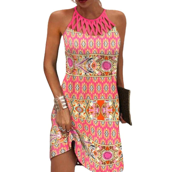 Isabella - Halter Zomerjurk voor Vrouwen - Neomoda Roze / L