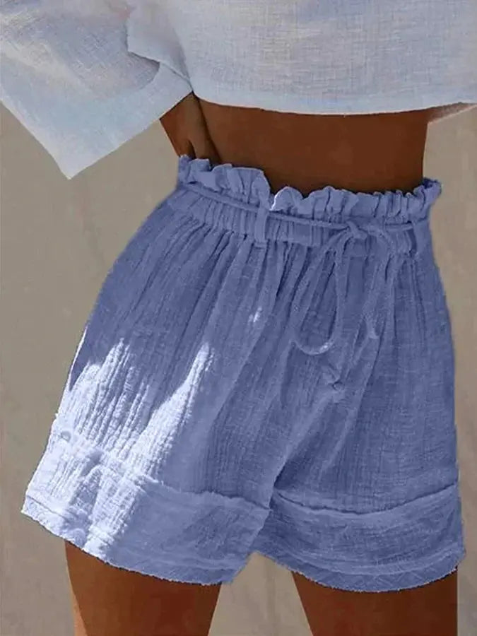 KantenLinnen - Casual en Stijlvolle Linnen Shorts - Neomoda Blauw / S