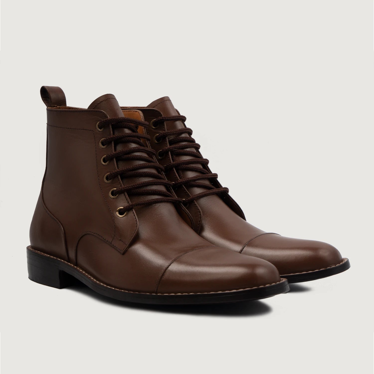 Knight Derby Brown Leather Boots