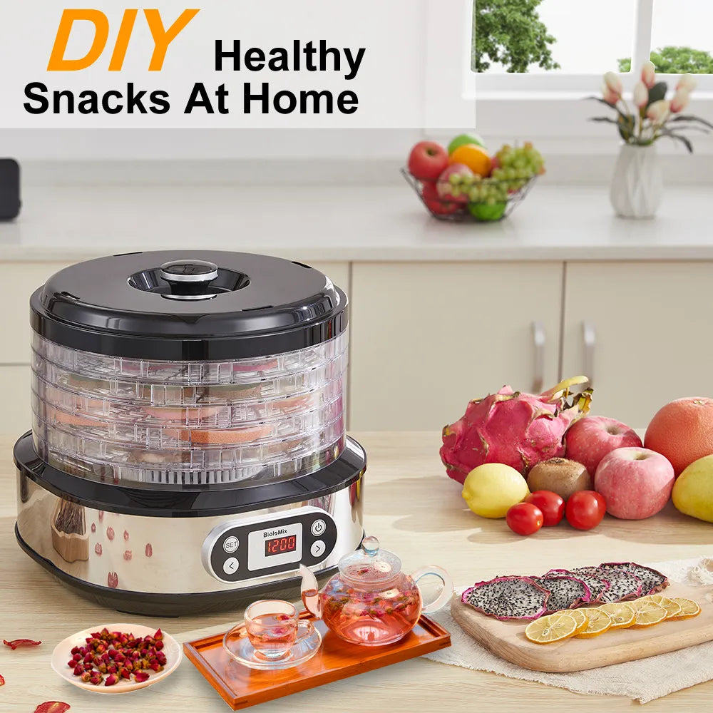 BioloMix 6 Trays Food Dehydrator Fruits Dryer with Digital LED Display For Jerky, Herbs, Meat,Vegetable