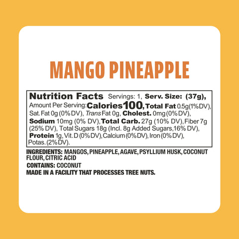 Earth Ranch Mango Pineapple Garden Bar Nutritional Panel