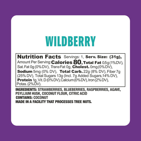 Wild Berry Garden Bar Nutritional Panel