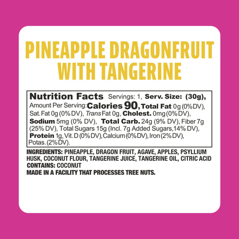 Earth Ranch Pineapple Dragon Fruit Tangerine Garden Bar Nutritional Panel