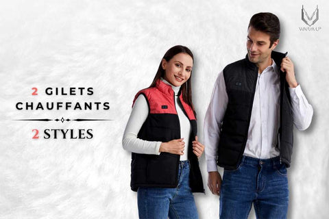 Différents style pour homme et femme d'un gilet chauffant.