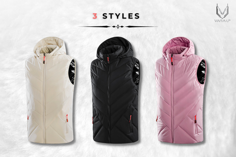 3 Styles de gilets chauffants.