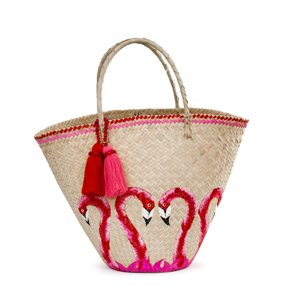 Pink Flamingo Straw Bag