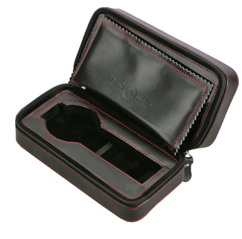 Diplomat Black Leatherette Travel Pouch for Two Watches with Black Sue ...