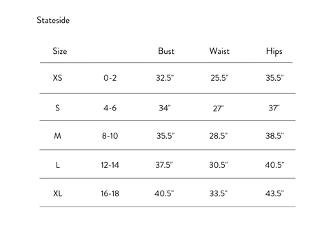 Size Chart - Stateside