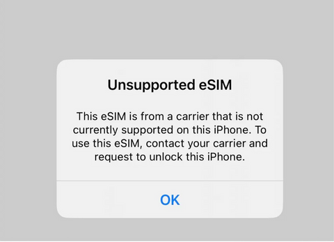 Unsupported eSIM error