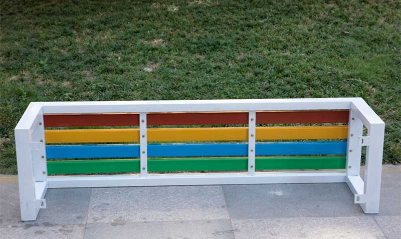 Plastic wood park bench