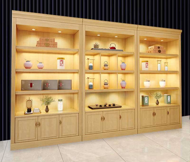 Supermarket solid wood display cabinet