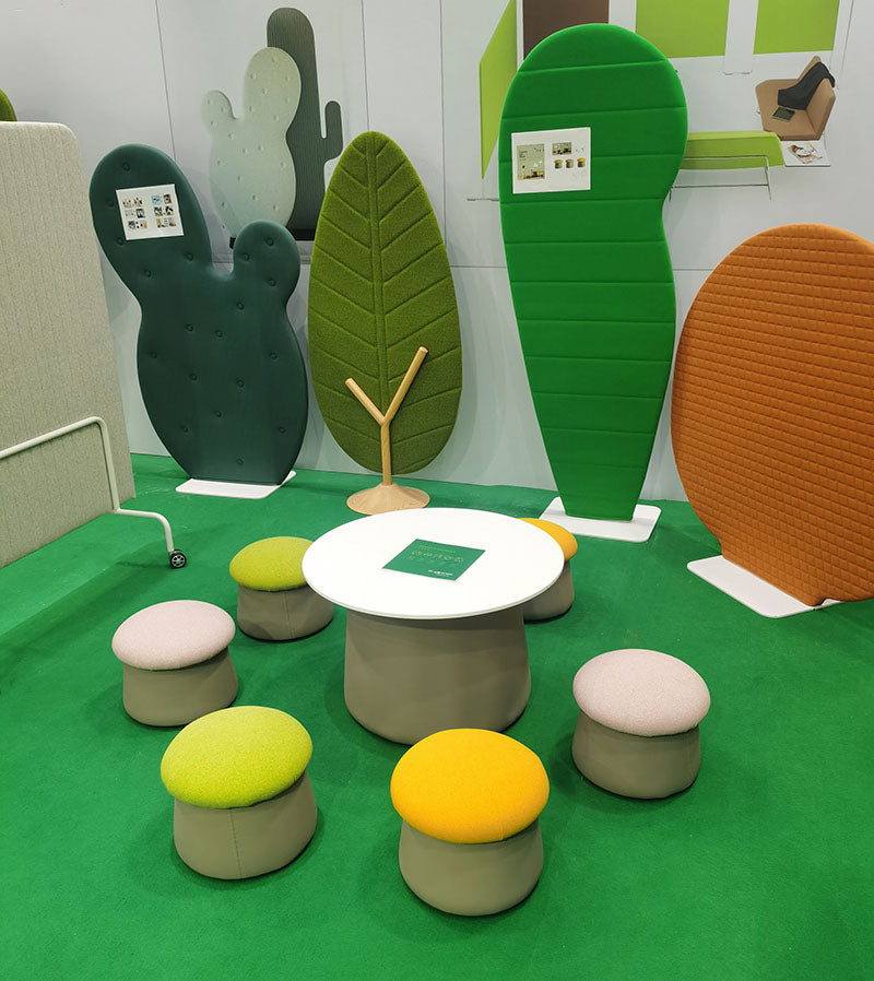 Cute mushroom stool in children's activity area