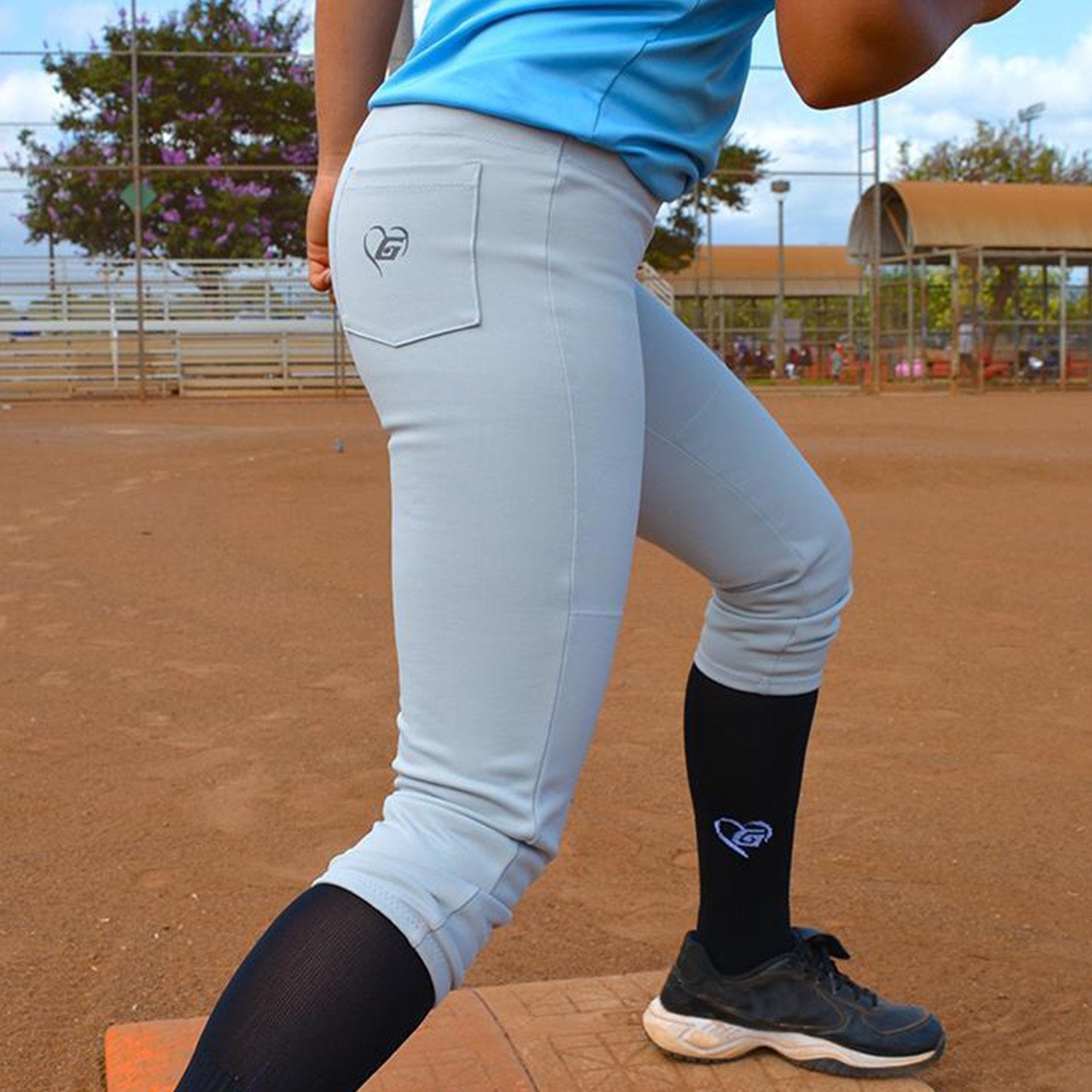 girls grey softball pants