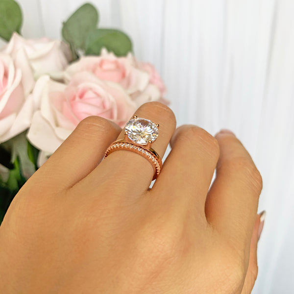 4 Ct Classic Solitaire Ring Bridal Set Rose Gold – Tiger Gems