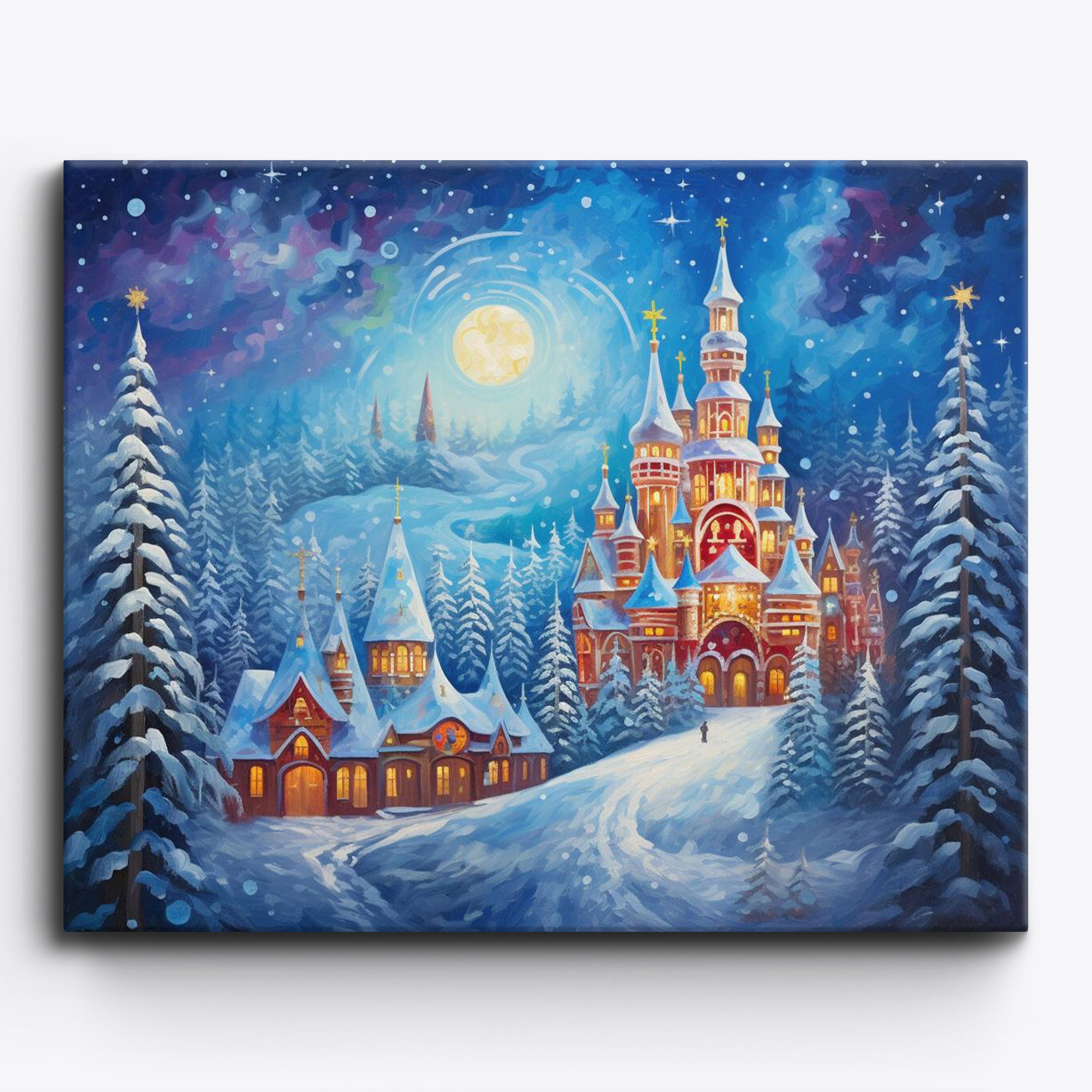Galison Snowy City – DIY Paint by Number Kit with Stunning Winter City  Design for Beginners and Experts Includes Easel Paint and Brushes